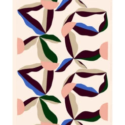 Marimekko Berry Blue / Tan / Burgundy Cotton Fabric