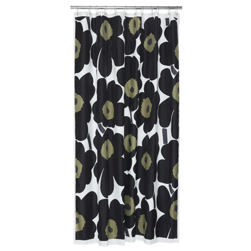 Marimekko Black Unikko Long Polyester Shower Curtain 3 Marimekko Black Unikko Long Polyester Shower Curtain