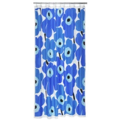 Marimekko Blue Unikko Long Polyester Shower Curtain