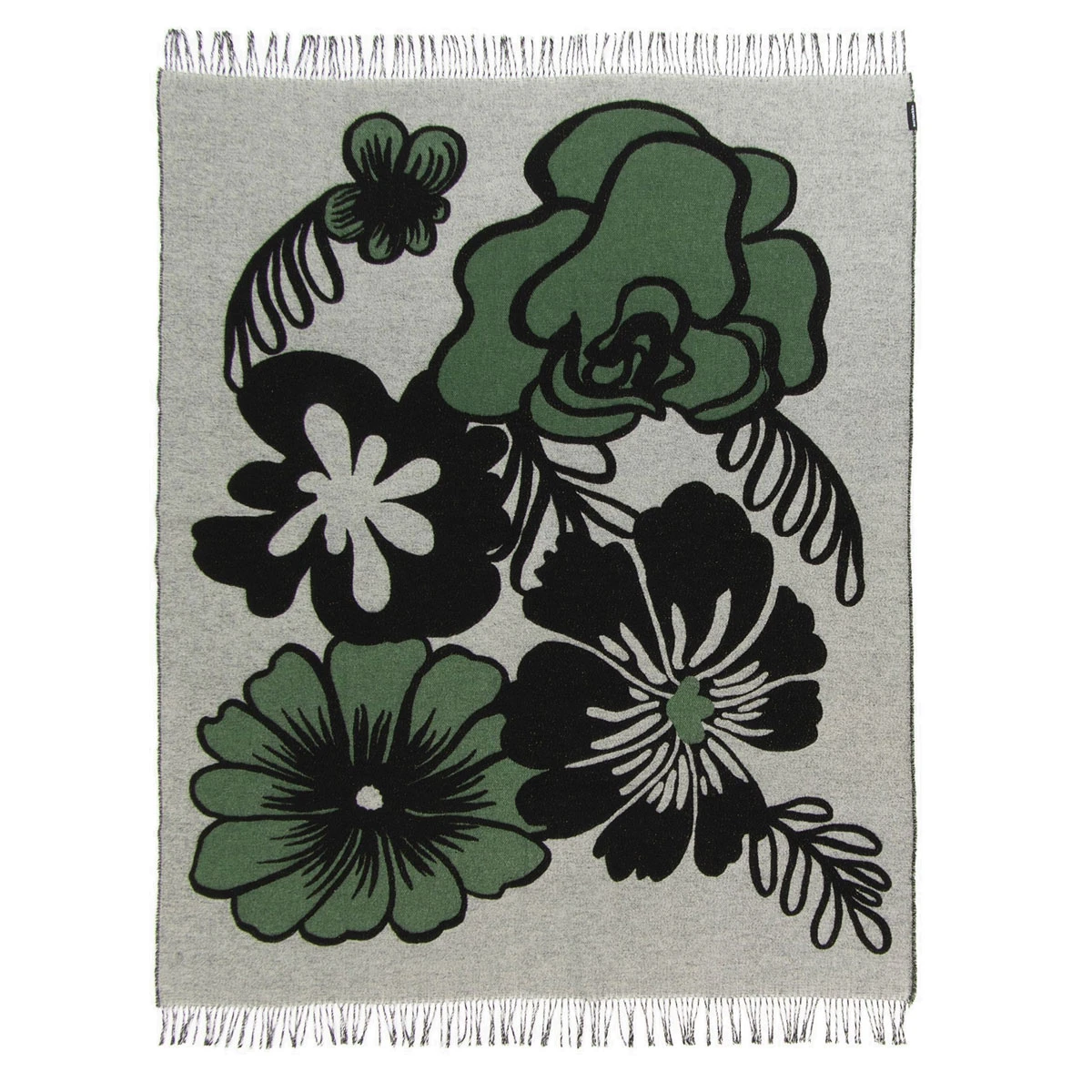 Marimekko Elakoon Elama White / Black / Green Blanket 6 Marimekko Elakoon Elama White / Black / Green Blanket - Image 4