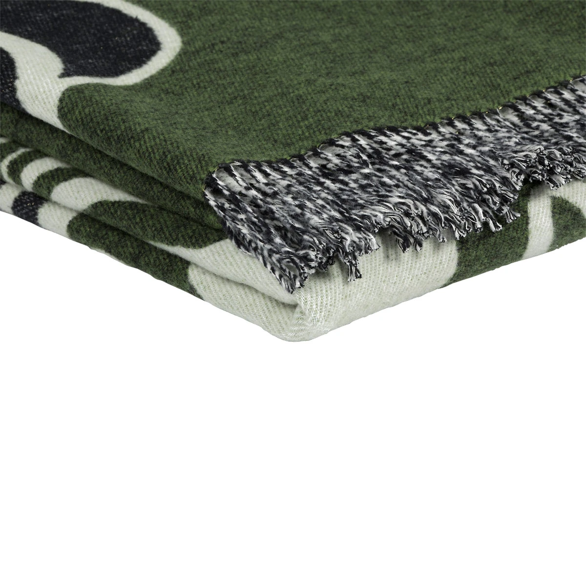 Marimekko Elakoon Elama White / Black / Green Blanket 4 Marimekko Elakoon Elama White / Black / Green Blanket - Image 2