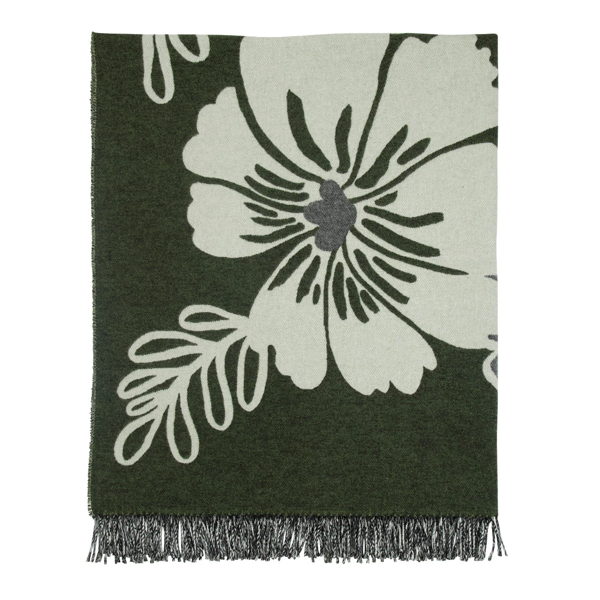 Marimekko Elakoon Elama White / Black / Green Blanket 7 Marimekko Elakoon Elama White / Black / Green Blanket - Image 5
