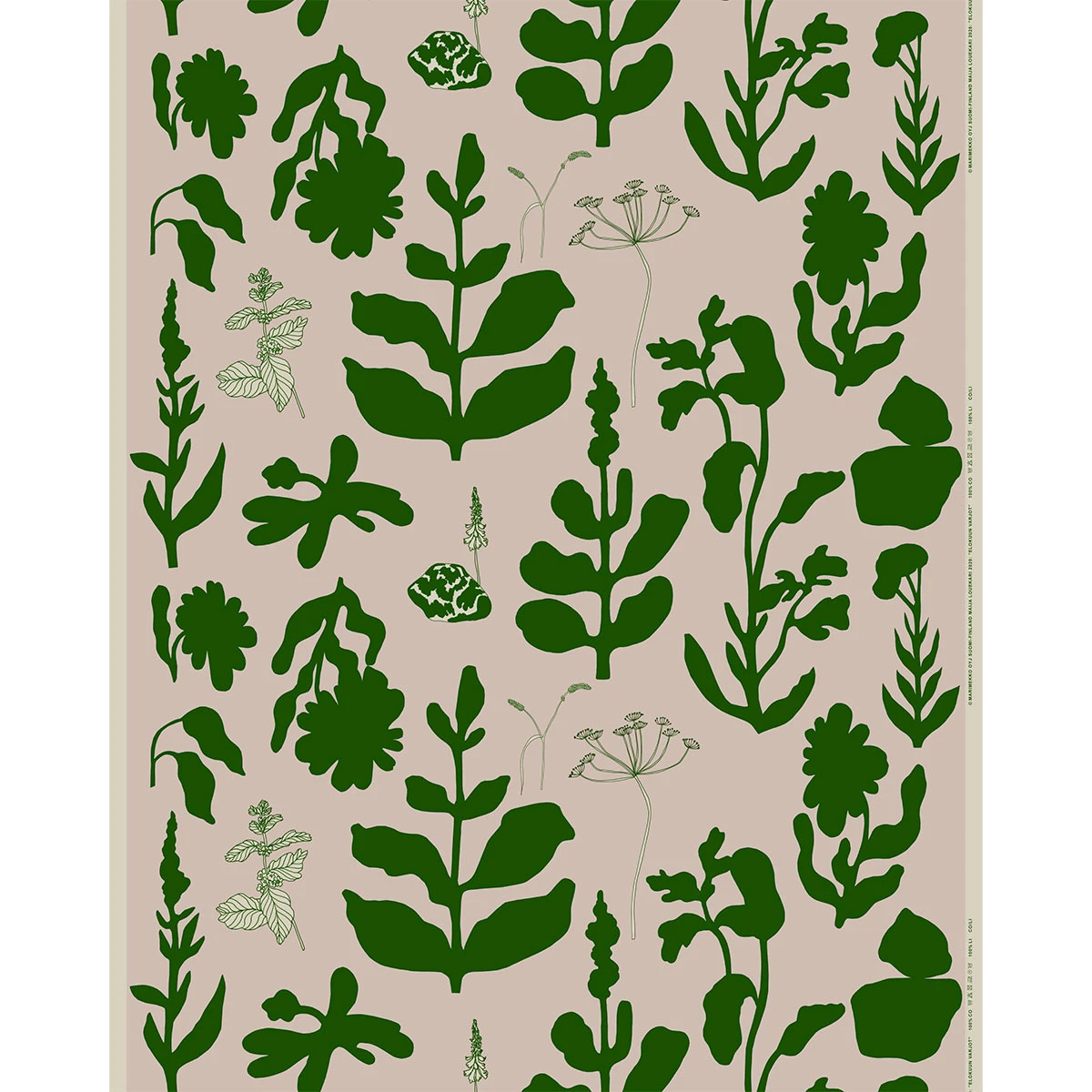 Marimekko Elokuun Varjot Green / Light Pink Cotton / Linen Fabric 5 Marimekko Elokuun Varjot Green / Light Pink Cotton / Linen Fabric - Image 3