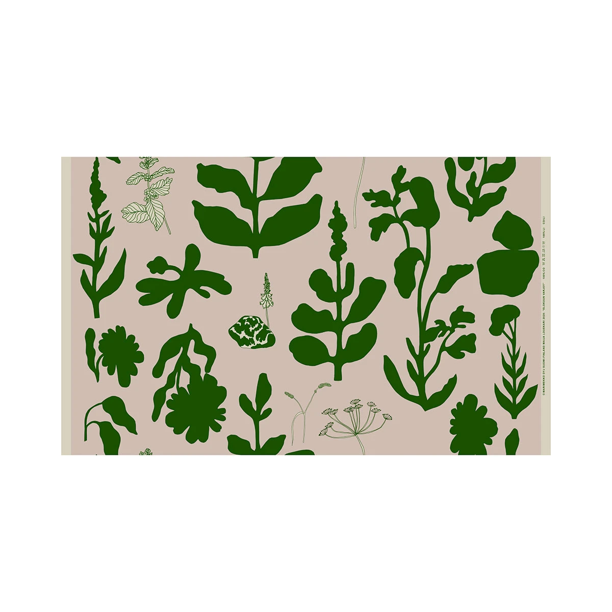 Marimekko Elokuun Varjot Green / Light Pink Cotton / Linen Fabric 4 Marimekko Elokuun Varjot Green / Light Pink Cotton / Linen Fabric - Image 2