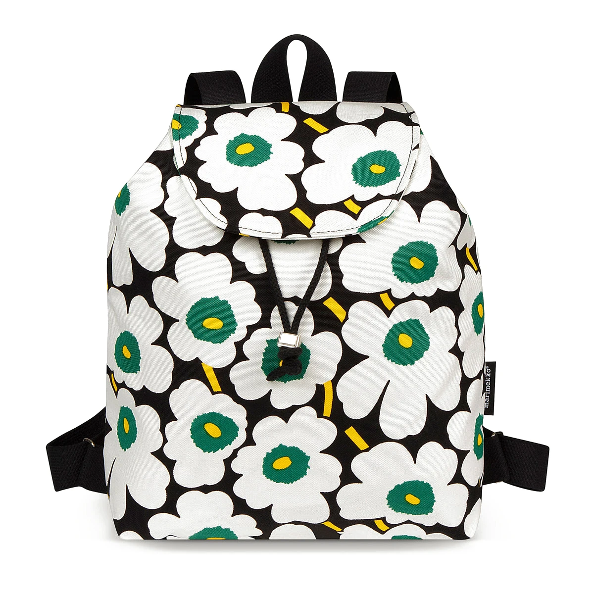 Marimekko Unikko Black / Green Erika Backpack 4 Marimekko Unikko Black / Green Erika Backpack - Image 2