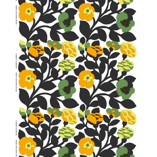 Marimekko Green Green Dark Charcoal/Yellow Fabric 4 Marimekko Green Green Dark Charcoal/Yellow Fabric - Image 2