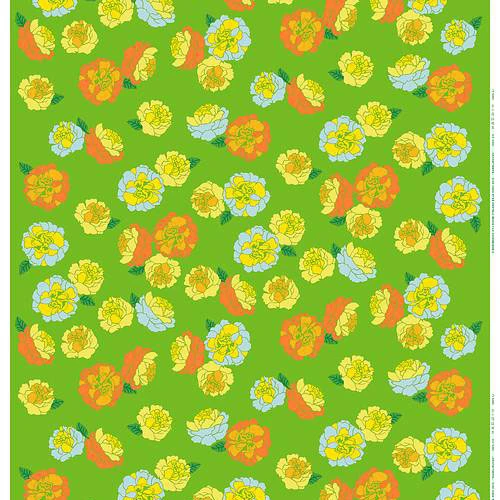 Marimekko Green/Yellow Kaneliruusu Fabric 4 Marimekko Green/Yellow Kaneliruusu Fabric - Image 2