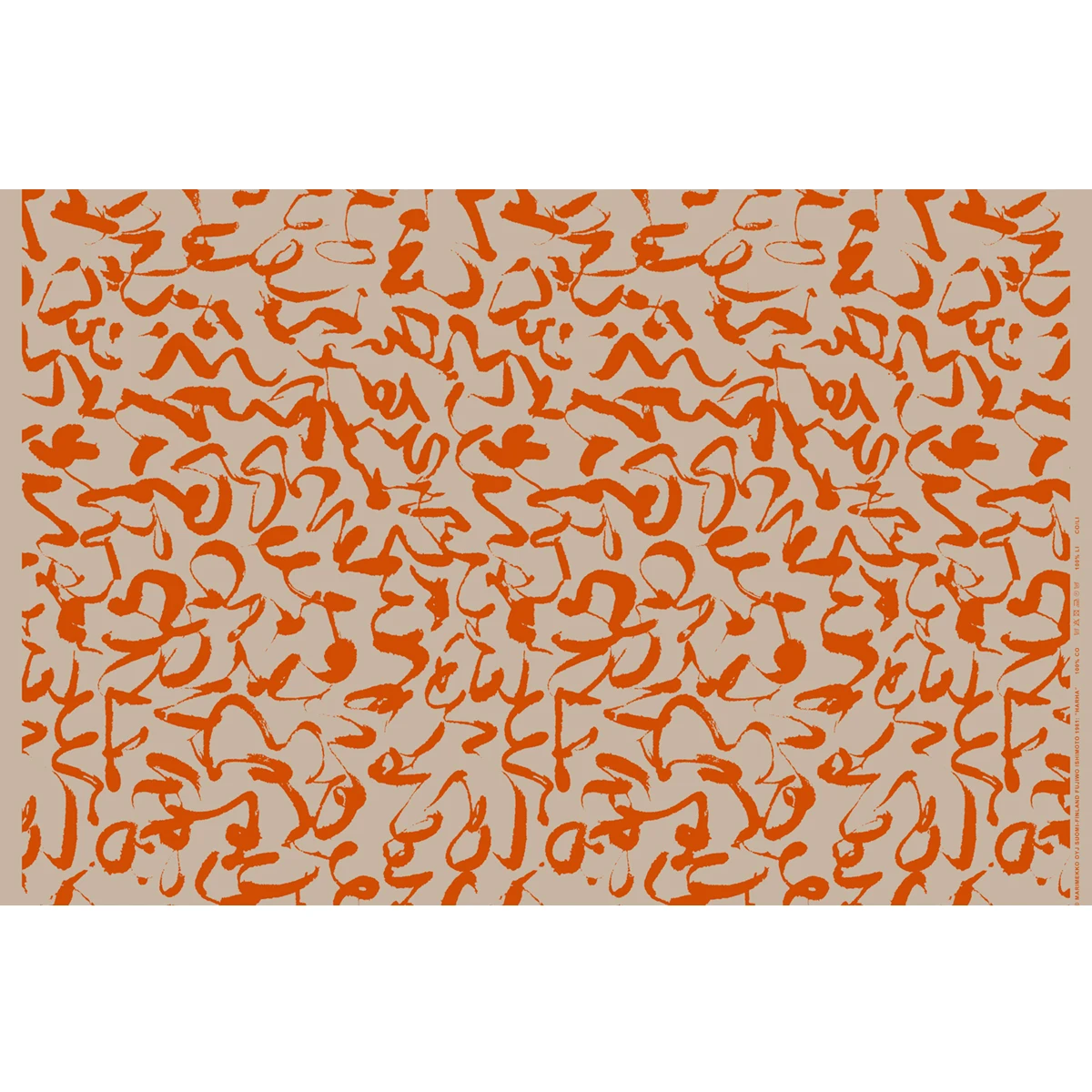 Marimekko Harha Beige / Orange Linen Fabric 4 Marimekko Harha Beige / Orange Linen Fabric - Image 2