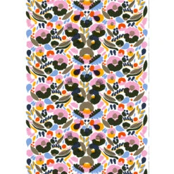 Marimekko Hattarakukka Pink / Blue / Brown PVC-Coated Cotton Fabric