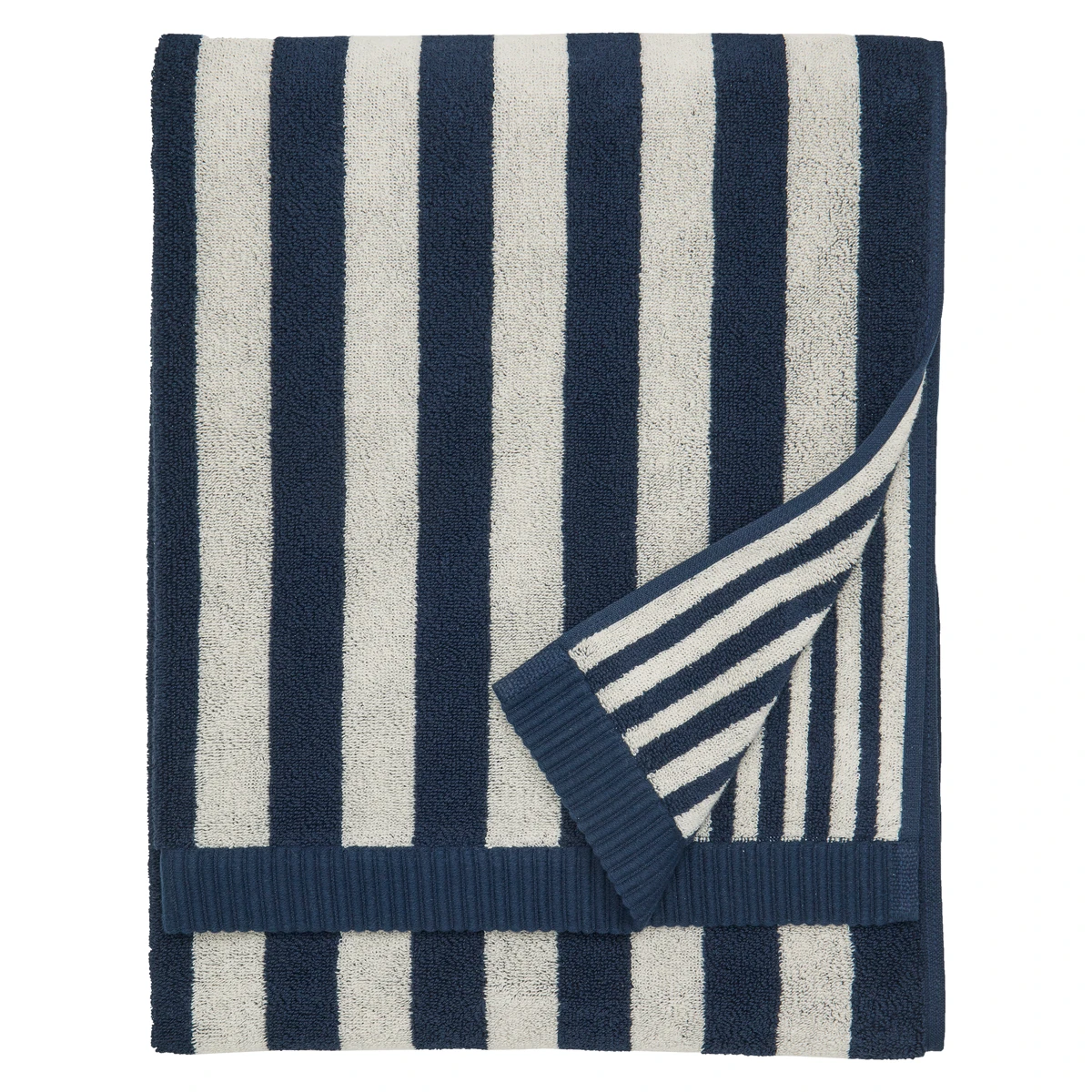 Marimekko Kaksi Raitaa Sand / Navy Bath Towel 4 Marimekko Kaksi Raitaa Sand / Navy Bath Towel - Image 2