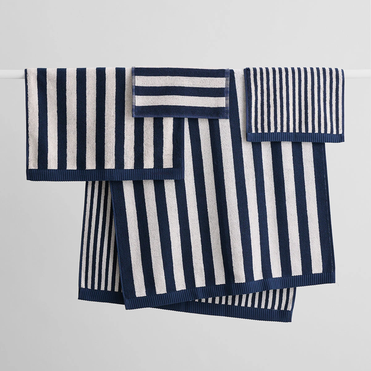 Marimekko Kaksi Raitaa Sand / Navy Hand Towel 4 Marimekko Kaksi Raitaa Sand / Navy Hand Towel - Image 2