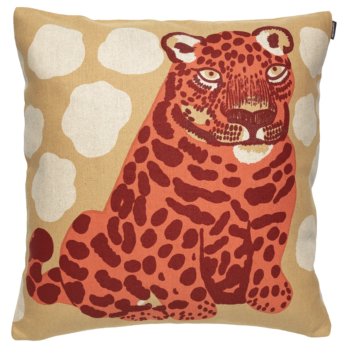 Marimekko Kaksoset Beige / Apricot / Maroon Large Throw Pillow 4 Marimekko Kaksoset Beige / Apricot / Maroon Large Throw Pillow - Image 2