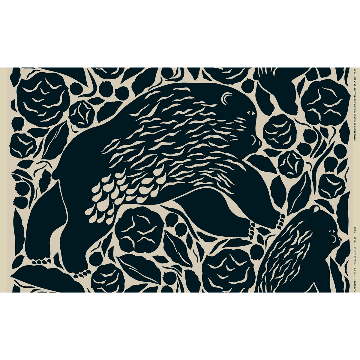 Marimekko Karhuemo Beige / Navy Linen / Acrylic-Coated Cotton Fabric Repeat 3 Marimekko Karhuemo Beige / Navy Linen / Acrylic-Coated Cotton Fabric Repeat