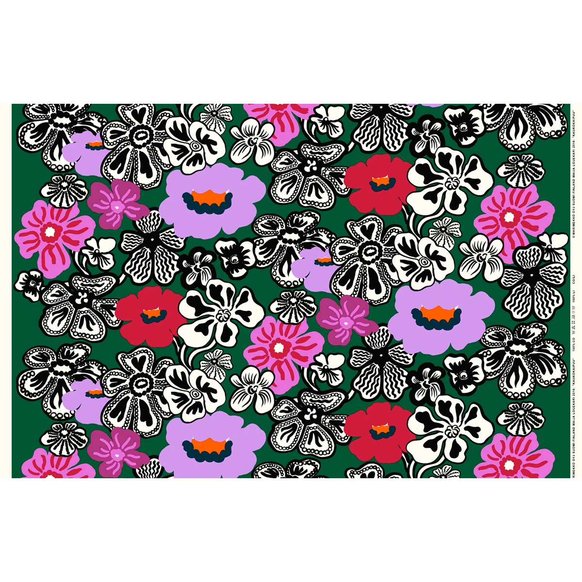 Marimekko Kaukokaipuu Green / Multi Panama Fabric 4 Marimekko Kaukokaipuu Green / Multi Panama Fabric - Image 2