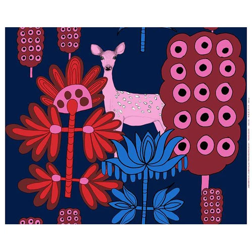 Marimekko Kaunis Kauris Dark Blue/Pink Fabric Repeat 4 Marimekko Kaunis Kauris Dark Blue/Pink Fabric Repeat - Image 2