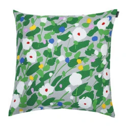 Marimekko Kesäheinä Grey/Green Throw Pillow