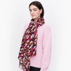 Marimekko Kesaheina Black / Orange / Pink Fiore Scarf