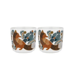 Marimekko Ketunmarja White / Brown / Green Coffee Cups - Set Of 2