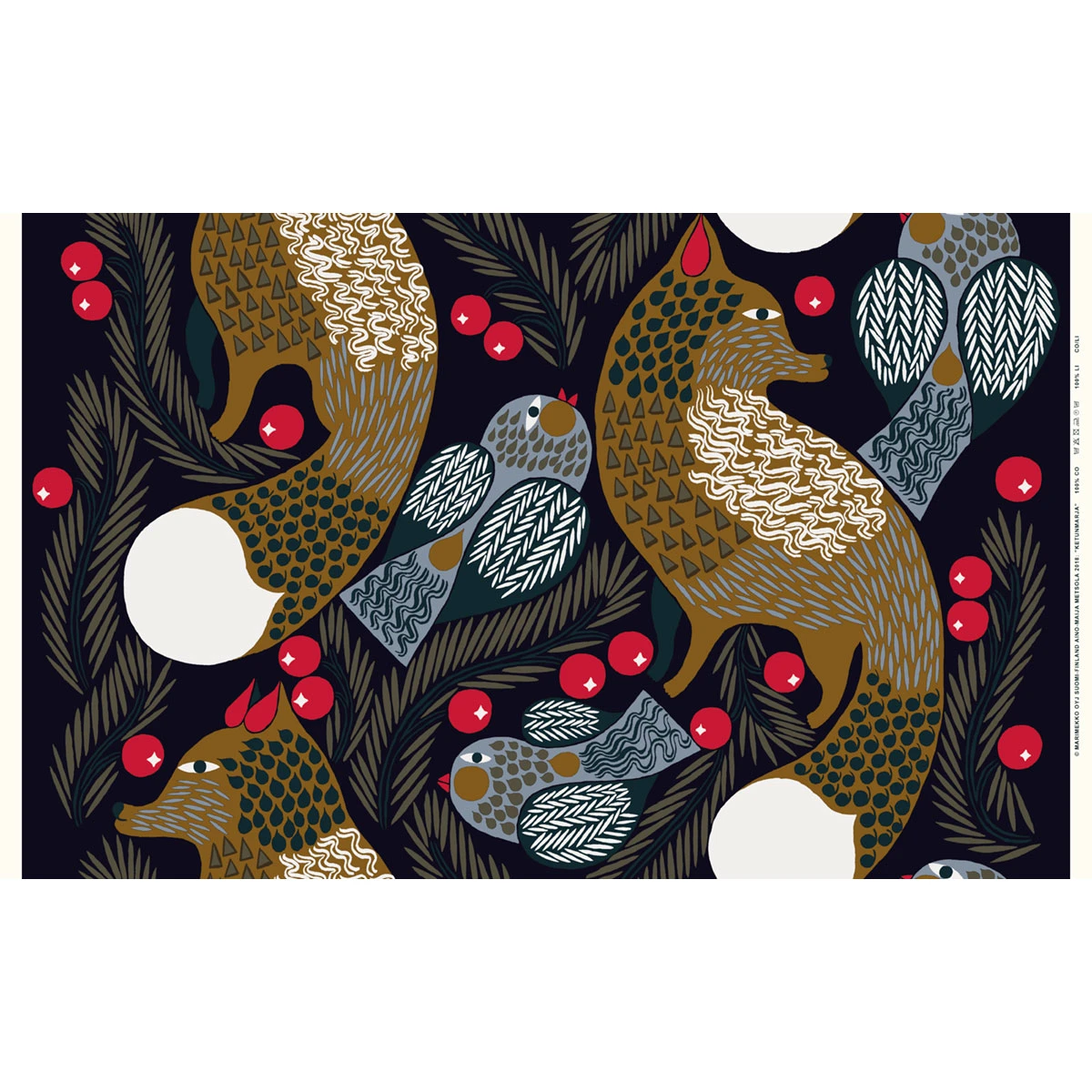 Marimekko Ketunmarja Navy Acrylic-Coated Cotton Fabric Repeat 4 Marimekko Ketunmarja Navy Acrylic-Coated Cotton Fabric Repeat - Image 2