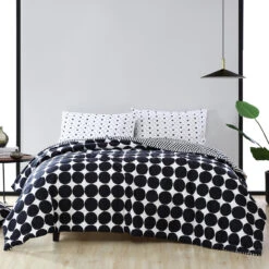 Marimekko Kivet Black / Ajo Black Reversible King Blanket -home decoration marimekko kivet black ajo black reversible king blanket 78