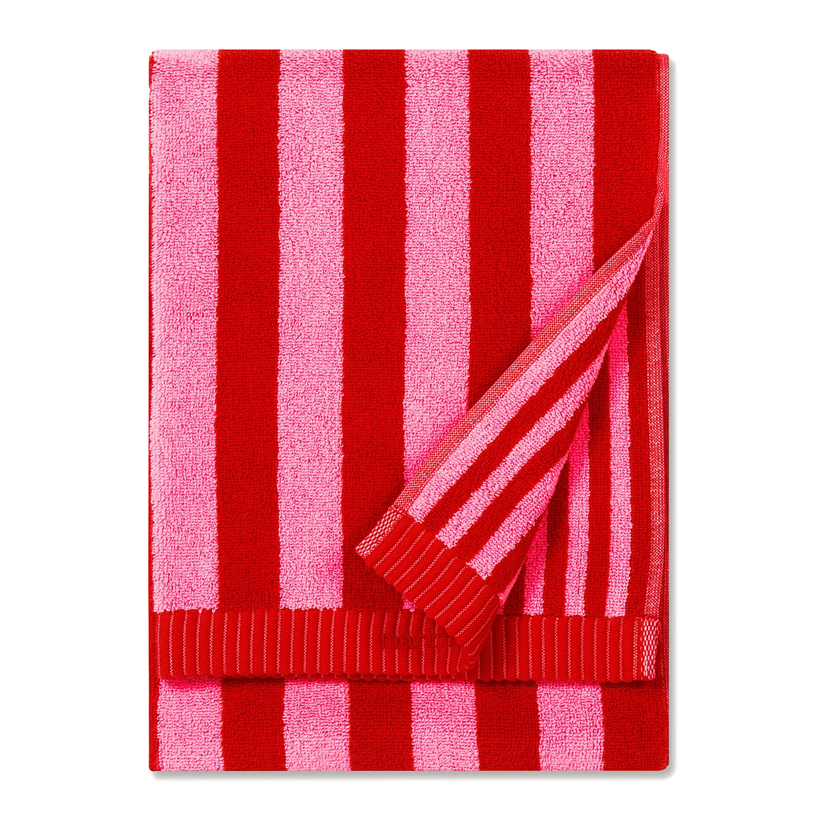 Marimekko Kaksi Raitaa Red / Pink Hand Towel 4 Marimekko Kaksi Raitaa Red / Pink Hand Towel - Image 2