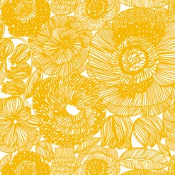 Marimekko Geranium White/Yellow Fabric