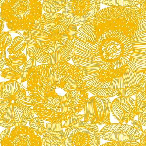 Marimekko Geranium White/Yellow Fabric 3 Marimekko Geranium White/Yellow Fabric