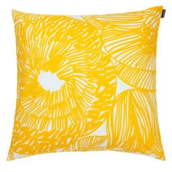 Marimekko Geranium White/Yellow Throw Pillow