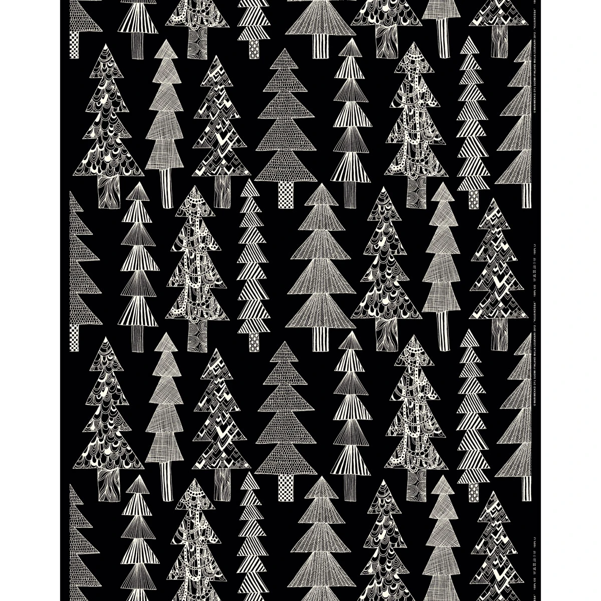 Marimekko Kuusikossa Black / White Panama Fabric 3 Marimekko Kuusikossa Black / White Panama Fabric