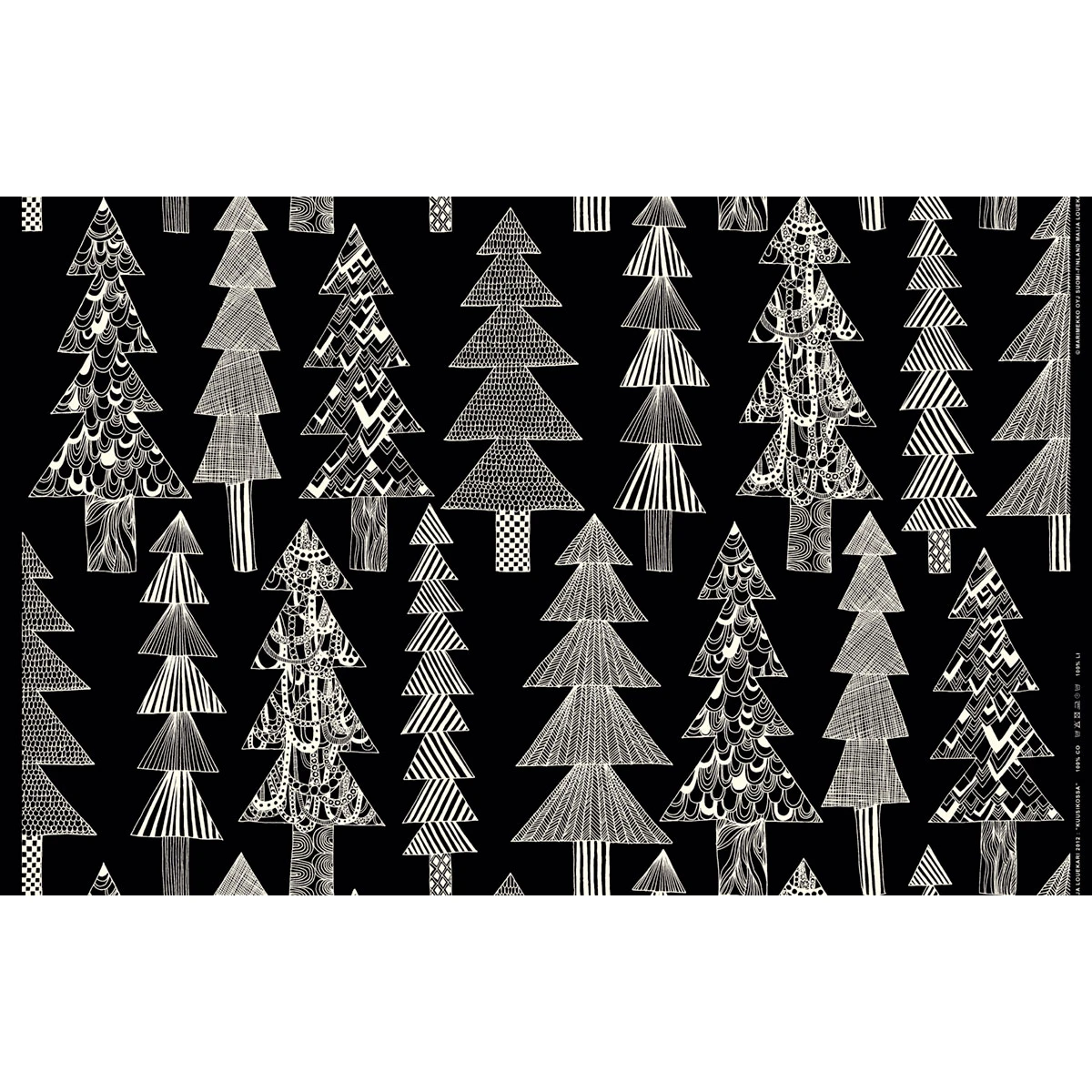 Marimekko Kuusikossa Black / White Panama Fabric 4 Marimekko Kuusikossa Black / White Panama Fabric - Image 2