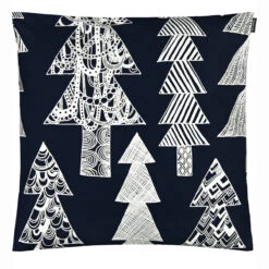 Marimekko Kuusikossa Navy / White Large Throw Pillow
