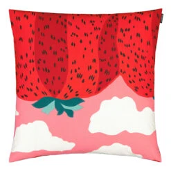 Marimekko Mansikkavuoret Pink / Red Large Throw Pillow