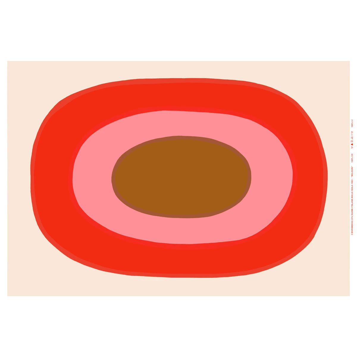 Marimekko Melooni Beige / Red Acrylic-Coated Fabric Repeat 3 Marimekko Melooni Beige / Red Acrylic-Coated Fabric Repeat