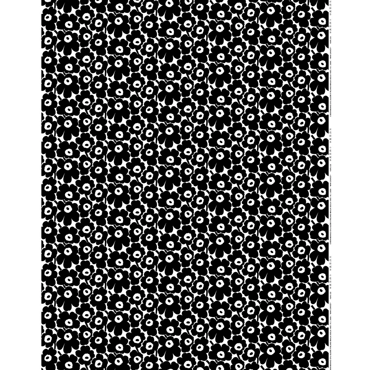 Marimekko Mini-Unikko Black / White Cotton Fabric 4 Marimekko Mini-Unikko Black / White Cotton Fabric - Image 2