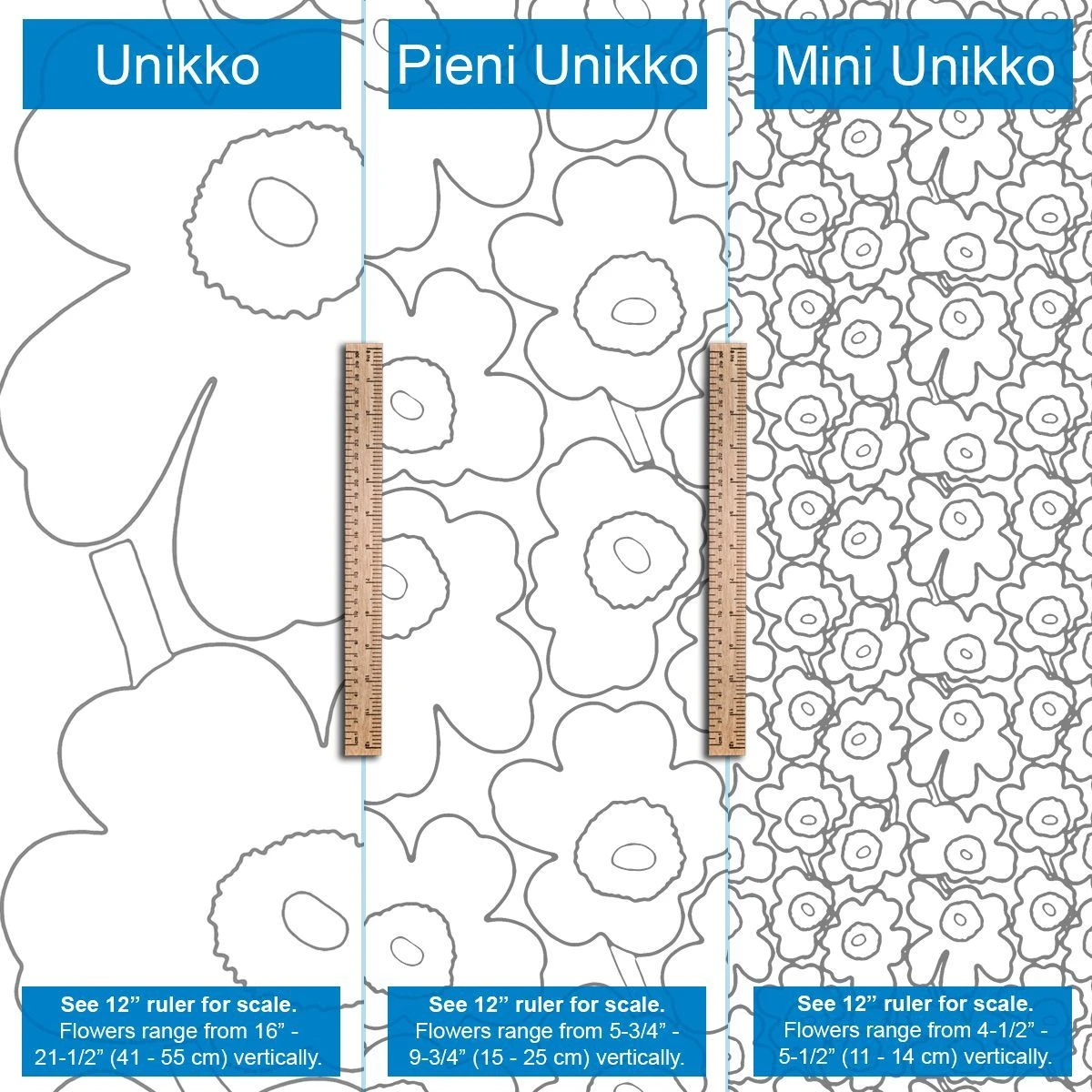 Marimekko Mini-Unikko Black / White Cotton Fabric 3 Marimekko Mini-Unikko Black / White Cotton Fabric