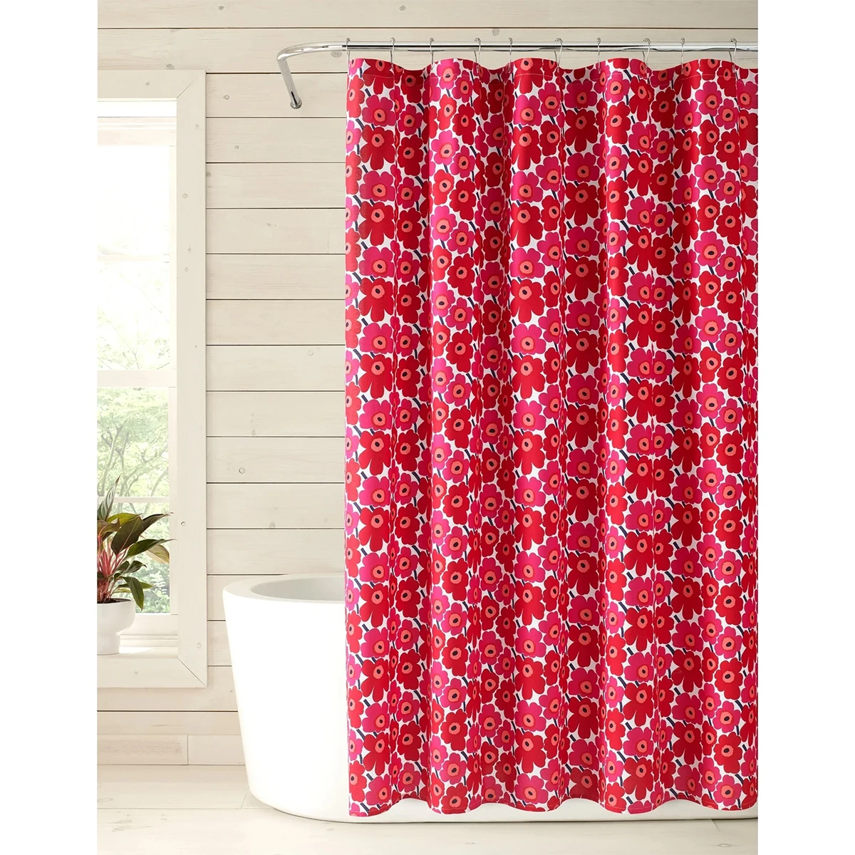 Marimekko Mini Unikko White / Red Shower Curtain 3 Marimekko Mini Unikko White / Red Shower Curtain