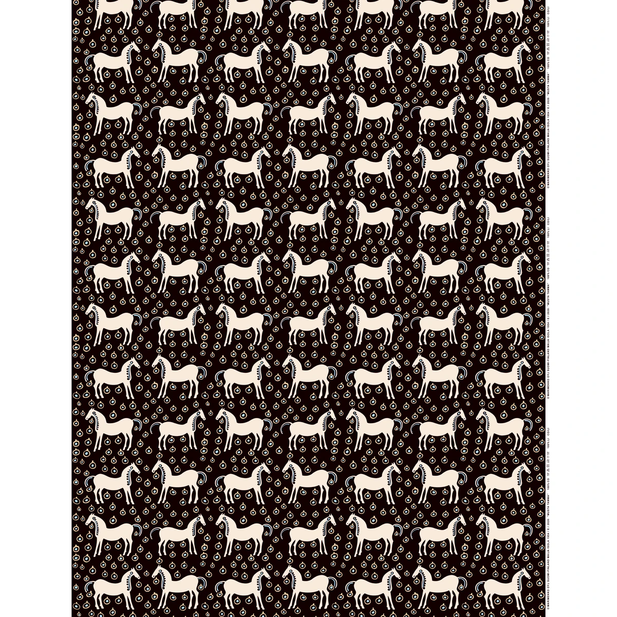 Marimekko Musta Tamma Black / Beige / Blue Acrylic-Coated Fabric 3 Marimekko Musta Tamma Black / Beige / Blue Acrylic-Coated Fabric