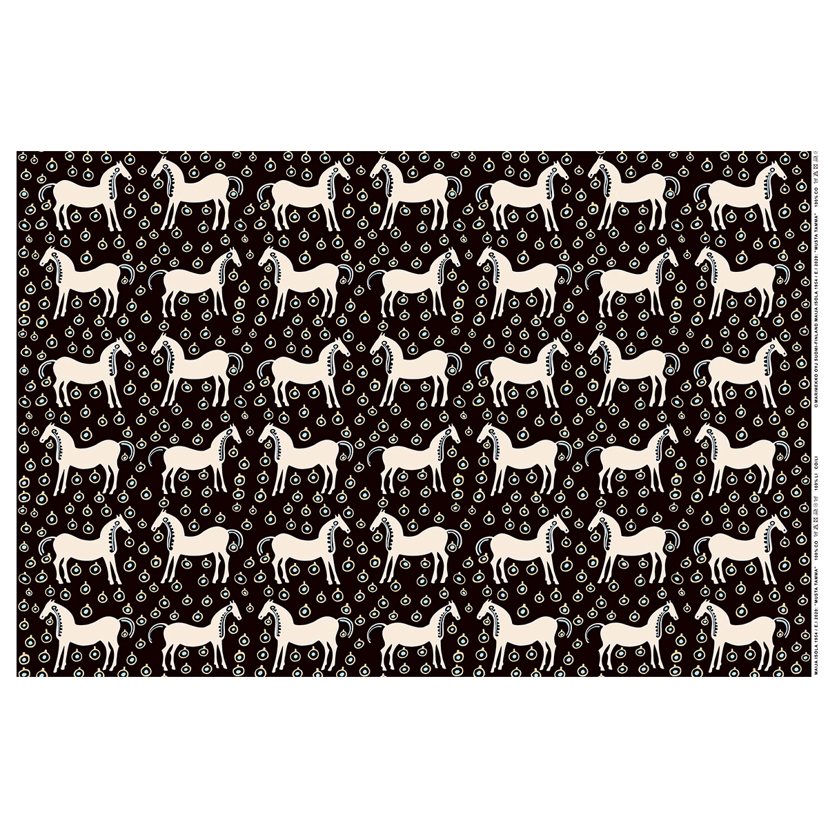 Marimekko Musta Tamma Black / Beige / Blue Acrylic-Coated Fabric 4 Marimekko Musta Tamma Black / Beige / Blue Acrylic-Coated Fabric - Image 2