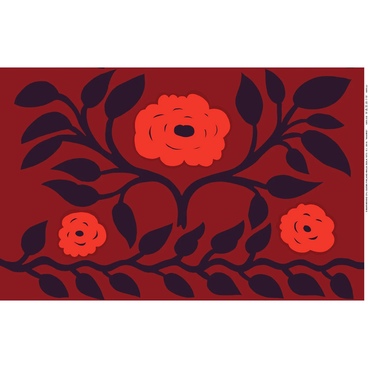 Marimekko Naamio Red Sateen Fabric Repeat 3 Marimekko Naamio Red Sateen Fabric Repeat