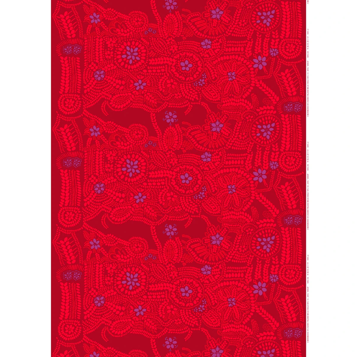 Marimekko Nasia Red / Violet Sateen Fabric 4 Marimekko Nasia Red / Violet Sateen Fabric - Image 2