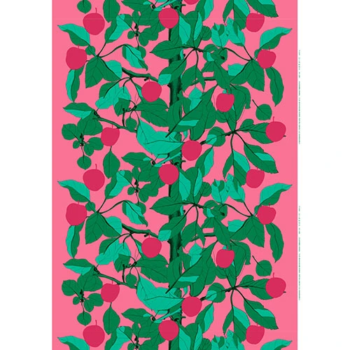 Marimekko Onnen Omenapuu Pink/Green Fabric 3 Marimekko Onnen Omenapuu Pink/Green Fabric