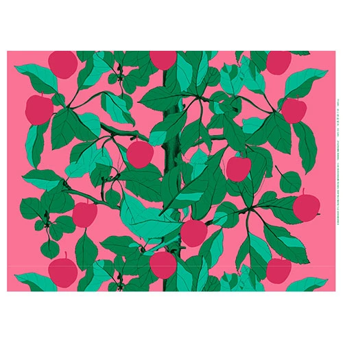 Marimekko Onnen Omenapuu Pink/Green Fabric 4 Marimekko Onnen Omenapuu Pink/Green Fabric - Image 2