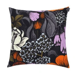 Marimekko Oodi Black/Orange/Lilac Throw Pillow