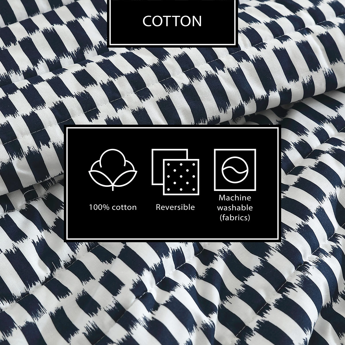 Marimekko Piekana Navy / White Full / Queen Quilt Set 8 Marimekko Piekana Navy / White Full / Queen Quilt Set - Image 6