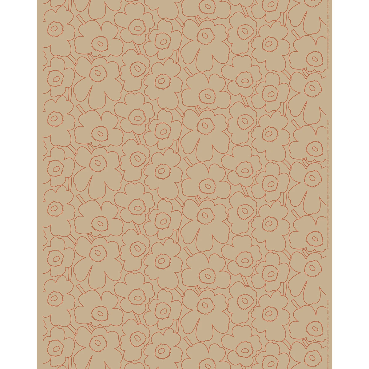 Marimekko Pieni Piirto Unikko Sand / Terracotta Cotton-Linen Fabric 3 Marimekko Pieni Piirto Unikko Sand / Terracotta Cotton-Linen Fabric