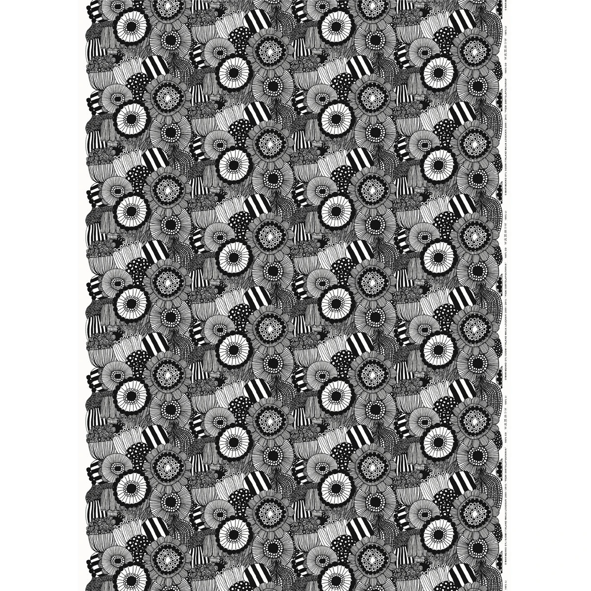 Marimekko Pieni Siirtolapuutarha Black / White Acrylic-Coated Cotton Fabric 4 Marimekko Pieni Siirtolapuutarha Black / White Acrylic-Coated Cotton Fabric - Image 2