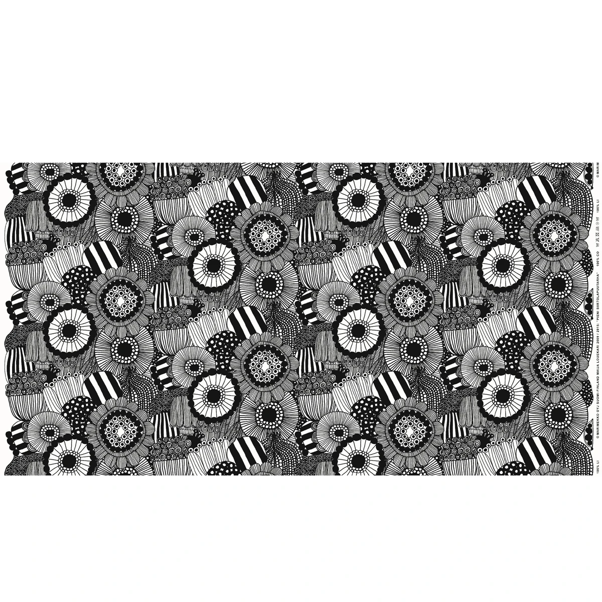 Marimekko Pieni Siirtolapuutarha Black / White Acrylic-Coated Cotton Fabric 3 Marimekko Pieni Siirtolapuutarha Black / White Acrylic-Coated Cotton Fabric
