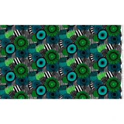 Marimekko Pieni Siirtolapuutarha Green / Turquoise Acrylic-Coated Cotton Fabric