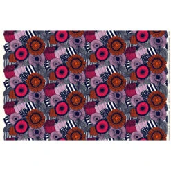 Marimekko Pieni Siirtolapuutarha White / Navy / Multi Acrylic-coated Cotton Fabric