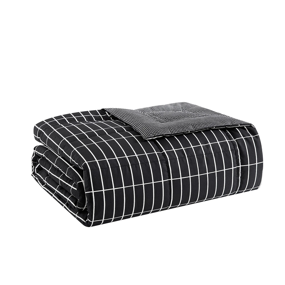 Marimekko Pieni Tiiliskivi Black / White Throw Quilted Blanket 3 Marimekko Pieni Tiiliskivi Black / White Throw Quilted Blanket